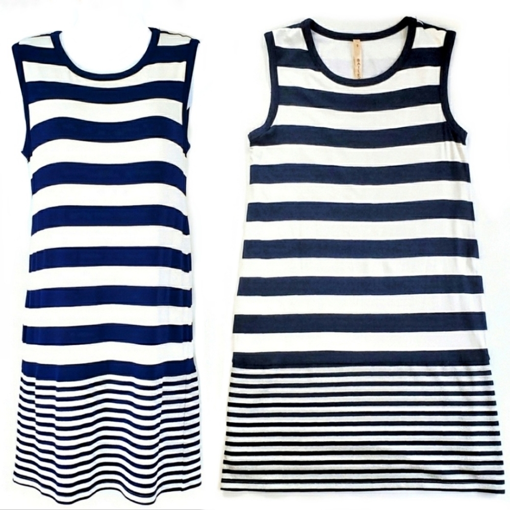 Bailey 44 Sleeveless Dress Striped Blue White Small